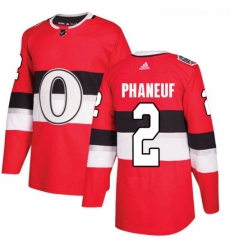 Youth Adidas Ottawa Senators 2 Dion Phaneuf Authentic Red 2017 100 Classic NHL Jersey 