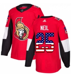 Youth Adidas Ottawa Senators 25 Chris Neil Authentic Red USA Flag Fashion NHL Jersey 