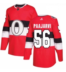 Youth Adidas Ottawa Senators 56 Magnus Paajarvi Authentic Red 2017 100 Classic NHL Jersey 