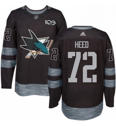 Mens Adidas San Jose Sharks 72 Tim Heed Authentic Black 1917 2017 100th Anniversary NHL Jersey 