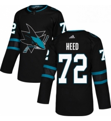 Mens Adidas San Jose Sharks 72 Tim Heed Premier Black Alternate NHL Jersey 