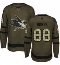 Mens Adidas San Jose Sharks 88 Brent Burns Premier Green Salute to Service NHL Jersey 