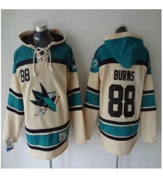 San Jose Sharks #88 Brent Burns Cream Sawyer Hooded Sweatshirt Stitched NHL jersey