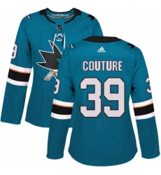 Womens Adidas San Jose Sharks 39 Logan Couture Authentic Teal Green Home NHL Jersey 