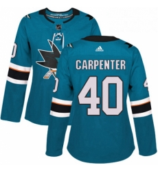 Womens Adidas San Jose Sharks 40 Ryan Carpenter Authentic Teal Green Home NHL Jersey 