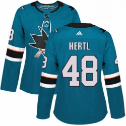 Womens Adidas San Jose Sharks 48 Tomas Hertl Authentic Teal Green Home NHL Jersey 