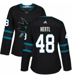 Womens Adidas San Jose Sharks 48 Tomas Hertl Premier Black Alternate NHL Jersey 