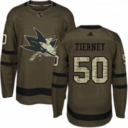 Youth Adidas San Jose Sharks 50 Chris Tierney Premier Green Salute to Service NHL Jersey 