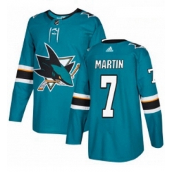 Youth Adidas San Jose Sharks 7 Paul Martin Premier Teal Green Home NHL Jersey 