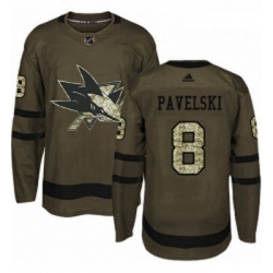 Youth Adidas San Jose Sharks 8 Joe Pavelski Authentic Green Salute to Service NHL Jersey 