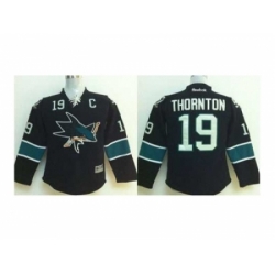 Youth NHL Jerseys San Jose Sharks #19 Thornton black[2014 new stadium][patch C]