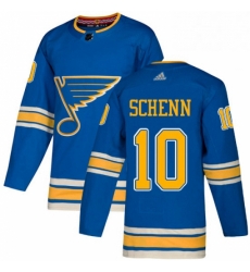 Mens Adidas St Louis Blues 10 Brayden Schenn Blue Alternate Authentic Stitched NHL Jersey 