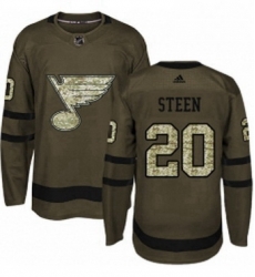 Mens Adidas St Louis Blues 20 Alexander Steen Premier Green Salute to Service NHL Jersey 