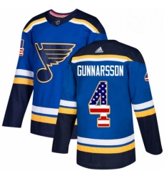 Mens Adidas St Louis Blues 4 Carl Gunnarsson Authentic Blue USA Flag Fashion NHL Jersey 