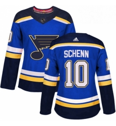 Womens Adidas St Louis Blues 10 Brayden Schenn Authentic Royal Blue Home NHL Jersey 