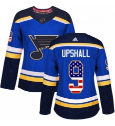 Womens Adidas St Louis Blues 9 Scottie Upshall Authentic Blue USA Flag Fashion NHL Jersey 