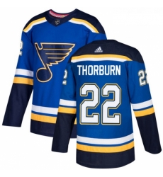 Youth Adidas St Louis Blues 22 Chris Thorburn Authentic Royal Blue Home NHL Jersey 