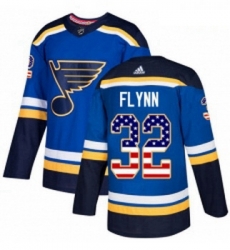 Youth Adidas St Louis Blues 32 Brian Flynn Authentic Blue USA Flag Fashion NHL Jersey 