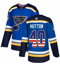 Youth Adidas St Louis Blues 40 Carter Hutton Authentic Blue USA Flag Fashion NHL Jersey 