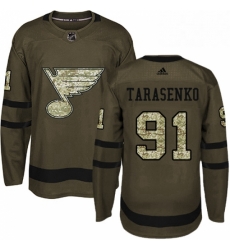 Youth Adidas St Louis Blues 91 Vladimir Tarasenko Premier Green Salute to Service NHL Jersey 