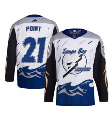 Men Tampa Bay Lightning 21 Brayden Point White 2022 23 Reverse Retro Stitched Jersey