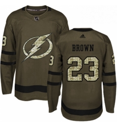 Mens Adidas Tampa Bay Lightning 23 JT Brown Authentic Green Salute to Service NHL Jersey 