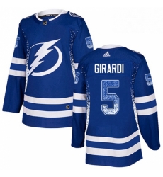 Mens Adidas Tampa Bay Lightning 5 Dan Girardi Authentic Blue Drift Fashion NHL Jersey 