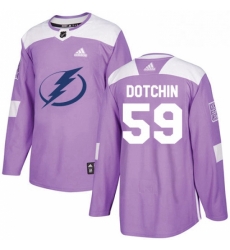 Mens Adidas Tampa Bay Lightning 59 Jake Dotchin Authentic Purple Fights Cancer Practice NHL Jersey 