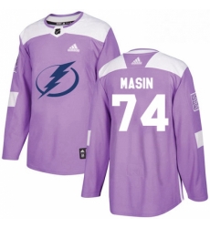 Mens Adidas Tampa Bay Lightning 74 Dominik Masin Authentic Purple Fights Cancer Practice NHL Jersey 