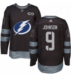 Mens Adidas Tampa Bay Lightning 9 Tyler Johnson Authentic Black 1917 2017 100th Anniversary NHL Jersey 