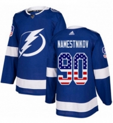 Mens Adidas Tampa Bay Lightning 90 Vladislav Namestnikov Authentic Blue USA Flag Fashion NHL Jersey 