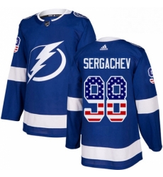 Mens Adidas Tampa Bay Lightning 98 Mikhail Sergachev Authentic Blue USA Flag Fashion NHL Jersey 