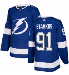 Youth Adidas Tampa Bay Lightning 91 Steven Stamkos Authentic Royal Blue Home NHL Jersey 