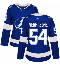 Womens Adidas Tampa Bay Lightning 54 Carter Verhaeghe Authentic Royal Blue Home NHL Jersey 