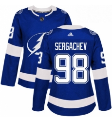 Womens Adidas Tampa Bay Lightning 98 Mikhail Sergachev Authentic Royal Blue Home NHL Jersey 