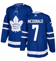 Mens Adidas Toronto Maple Leafs 7 Lanny McDonald Authentic Royal Blue Home NHL Jersey 