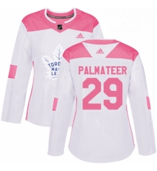 Womens Adidas Toronto Maple Leafs 29 Mike Palmateer Authentic WhitePink Fashion NHL Jersey 