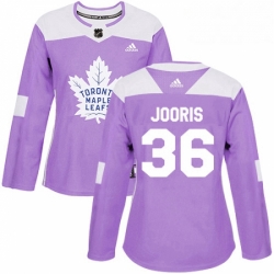 Womens Adidas Toronto Maple Leafs 36 Josh Jooris Authentic Purple Fights Cancer Practice NHL Jersey 