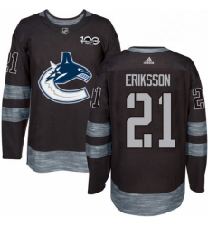 Mens Adidas Vancouver Canucks 21 Loui Eriksson Premier Black 1917 2017 100th Anniversary NHL Jersey 