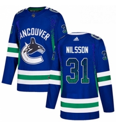 Mens Adidas Vancouver Canucks 31 Anders Nilsson Authentic Blue Drift Fashion NHL Jersey 