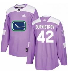 Mens Adidas Vancouver Canucks 42 Alex Burmistrov Authentic Purple Fights Cancer Practice NHL Jersey 