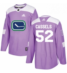 Mens Adidas Vancouver Canucks 52 Cole Cassels Authentic Purple Fights Cancer Practice NHL Jersey 