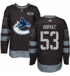 Mens Adidas Vancouver Canucks 53 Bo Horvat Premier Black 1917 2017 100th Anniversary NHL Jersey 