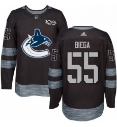 Mens Adidas Vancouver Canucks 55 Alex Biega Authentic Black 1917 2017 100th Anniversary NHL Jersey 