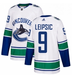 Mens Adidas Vancouver Canucks 9 Brendan Leipsic Authentic White Away NHL Jersey 