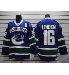 Vancouver Canucks 16 Trevor Linden With C Patch Home Blue Hockey Jersey