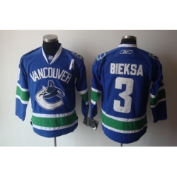 Vancouver Canucks 3 Kevin Bieksa Blue Jersey