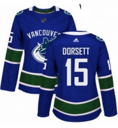 Womens Adidas Vancouver Canucks 15 Derek Dorsett Authentic Blue Home NHL Jersey 