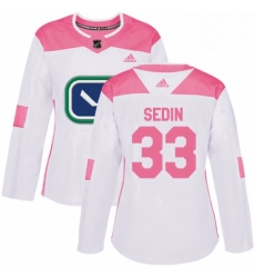 Womens Adidas Vancouver Canucks 33 Henrik Sedin Authentic WhitePink Fashion NHL Jersey 