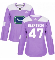 Womens Adidas Vancouver Canucks 47 Sven Baertschi Authentic Purple Fights Cancer Practice NHL Jersey 